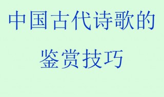 诗歌鉴赏方法与技巧 得高分的技巧