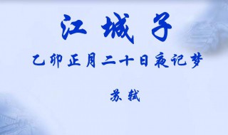 苏轼江城子乙卯正月二十日夜记梦原诗注释翻译赏析 江城子乙卯正月二十日夜记梦介绍