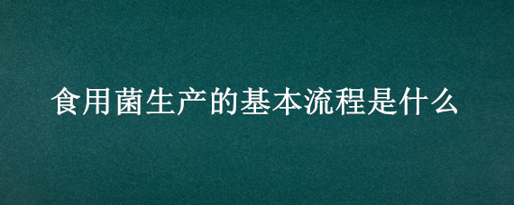 食用菌生产的基本流程是什么