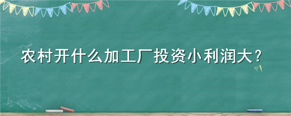 农村开什么加工厂投资小利润大