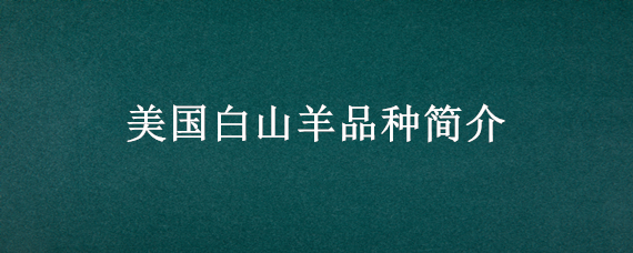 美国白山羊品种简介