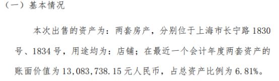 华燕房盟拟合计以1800万出售位于上海市长宁路1830号、1834号两套房产