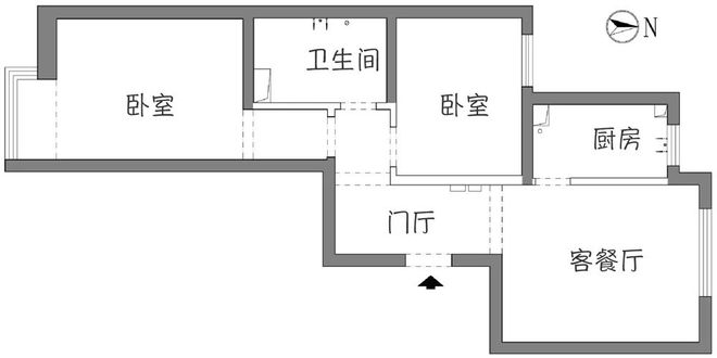 63平的简约风小户型二居室，卧室里还挤出了衣帽间