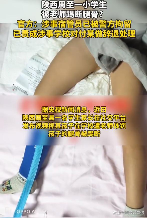 小学生被老师体罚踢断腿骨？家长哭诉，官方：为临聘宿管人员