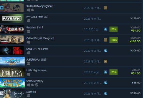 不到两周 《星空》已跌出国区Steam热销榜前100名