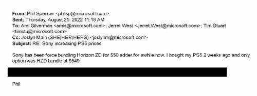 电子邮件显示：斯宾塞去年买了西之绝境PS5捆绑包