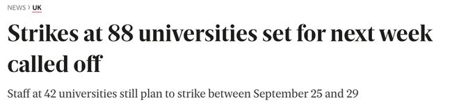 英国88所大学宣布取消本周为期五天的罢工计划