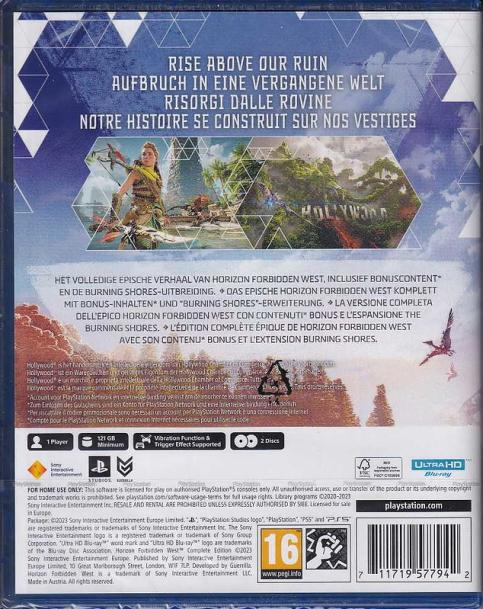 《地平线:西之绝境》完整版PS5容量121GB 需两张光盘