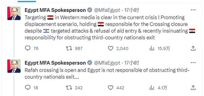 面对西方媒体指责，埃方：不承担任何责任