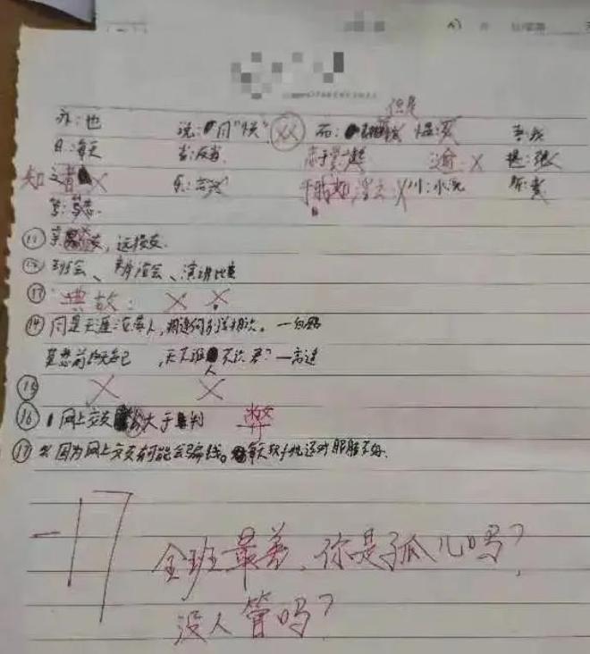 全班最差，你是孤儿吗？湖北一老师批作业写侮辱性评语，校方回应