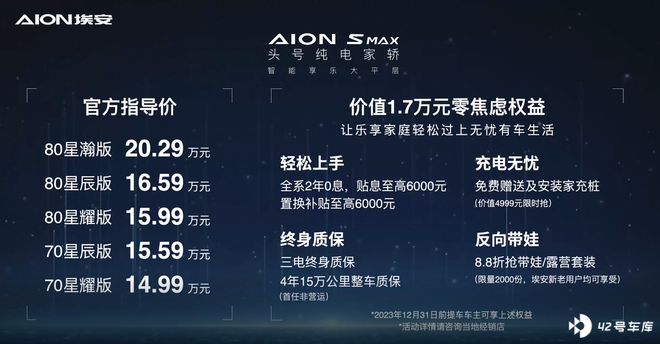 14.99万起，埃安全新家轿AION S MAX上市