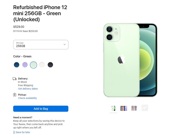 iPhone 12 mini官翻版上架苹果官网 售价约3850元
